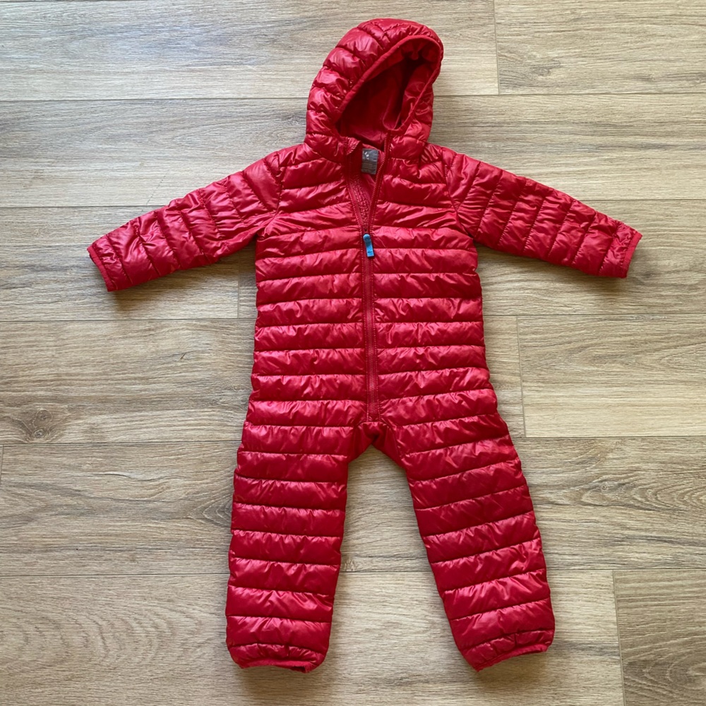 Primary Bold Red Puffer Snowsuit